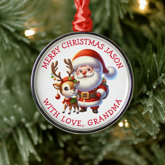 Adorno Metálico Santa y los Navidades personalizados de renos (Árbol)