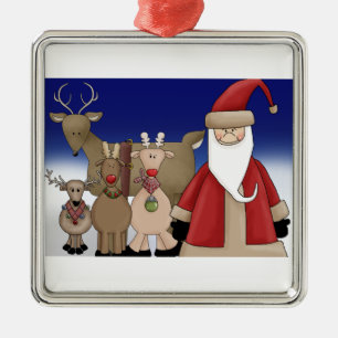 Adorno Metálico Santa y su ciervo