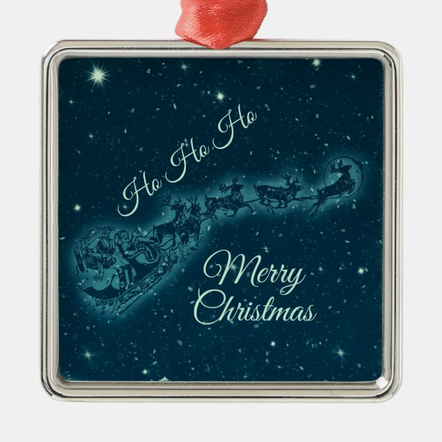 Adorno Metálico Santa y sus Navidades de renos (Frente)