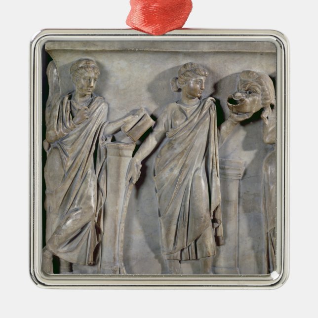 Adorno Metálico Sarcófago de las musas, detalle de Clio y (Frente)