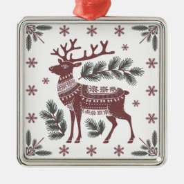 Adorno Metálico Scandinavian Reindeer Christmas Ornament