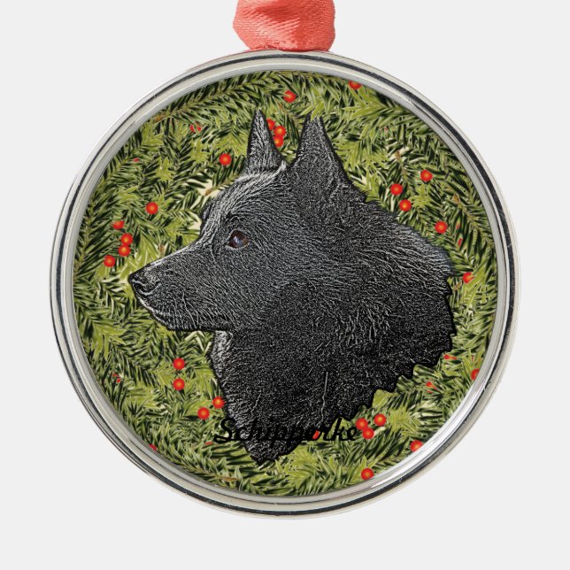 Adorno Metálico Schipperke Wreath (Frente)