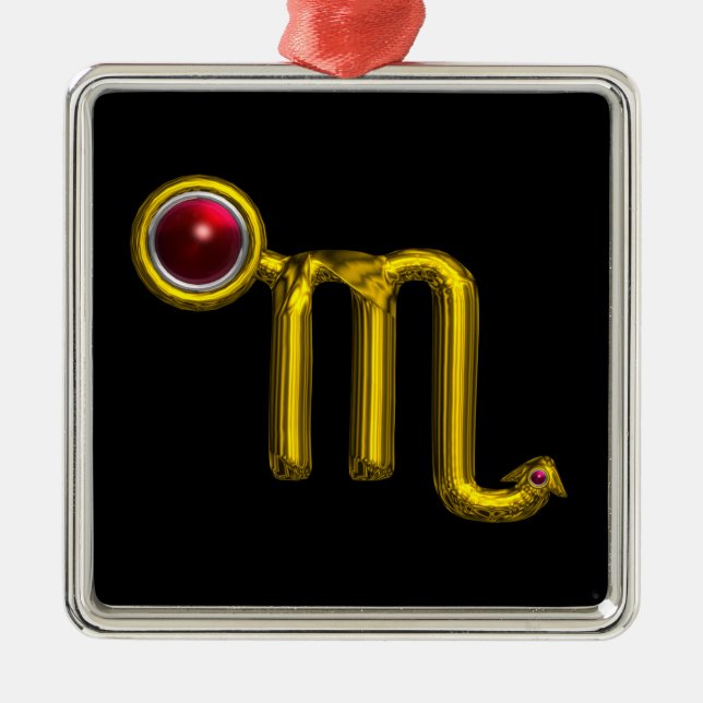 Adorno Metálico SCORPIO ZODIAC CUMPLEAÑOS JEWEL Red Grenade Gold (Frente)
