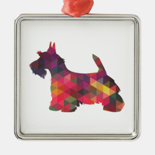 Adorno Metálico Scottie Perro Raza Geo Silhouette Multi