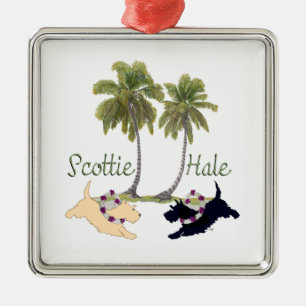 Adorno Metálico Scottish Terrier Hawaiian Design