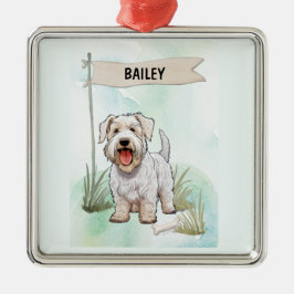 Adorno Metálico Sealyham Terrier Watercolor Personalized Dog