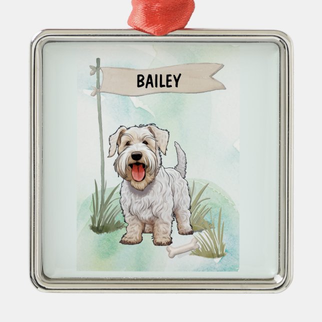 Adorno Metálico Sealyham Terrier Watercolor Personalized Dog (Frente)