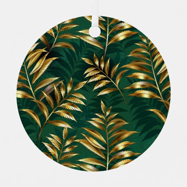 Adorno Metálico Seamless pattern with golden ferns (Anverso)