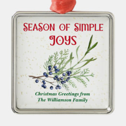 Adorno Metálico Season of Simple Joys Blue Juniper Christmas