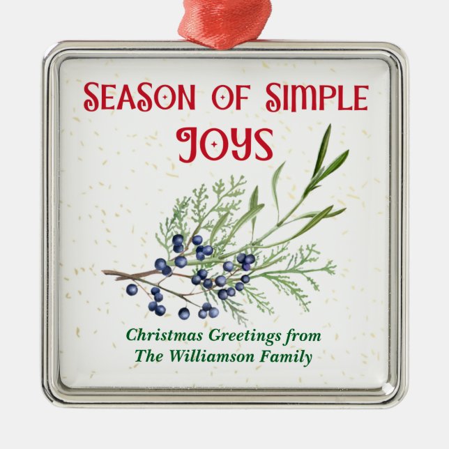 Adorno Metálico Season of Simple Joys Blue Juniper Christmas (Frente)