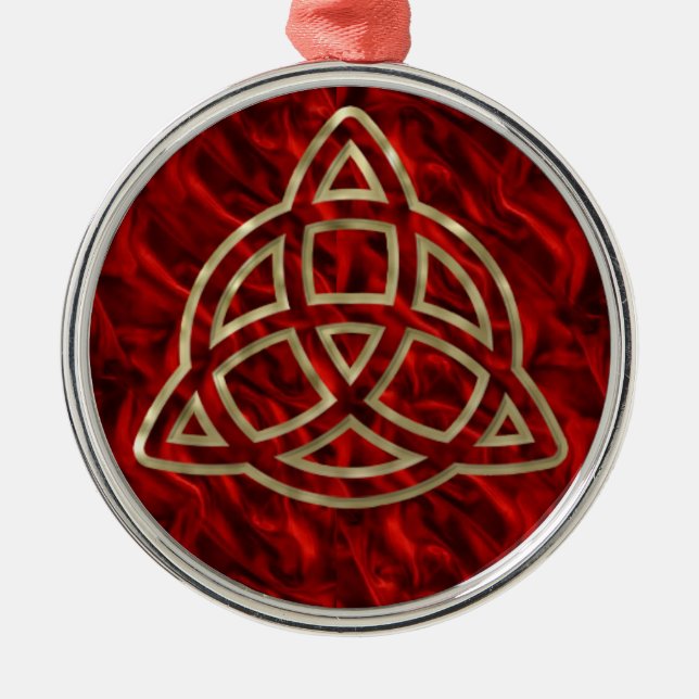 Adorno Metálico Seda del rojo de Triquetra (Frente)