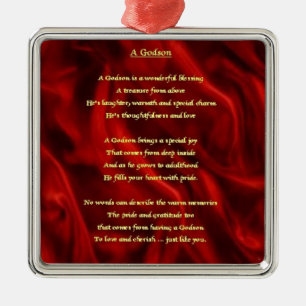 Adorno Metálico Seda roja - poema del ahijado