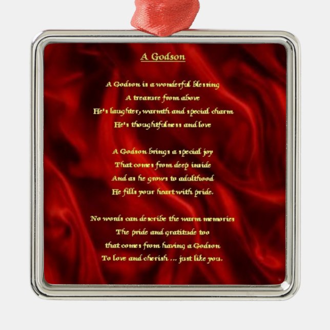Adorno Metálico Seda roja - poema del ahijado (Frente)