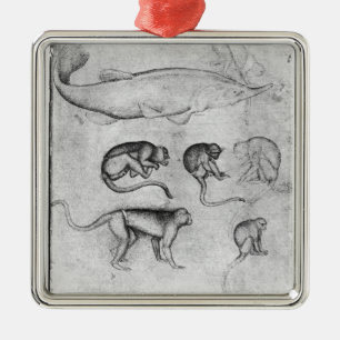 Adorno Metálico Seis monos y un esturión