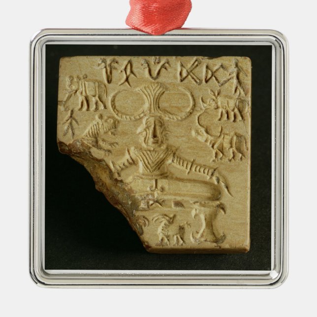 Adorno Metálico Sello Steatite Pasupati, Mohenjodaro, 2300-1750 a. (Frente)