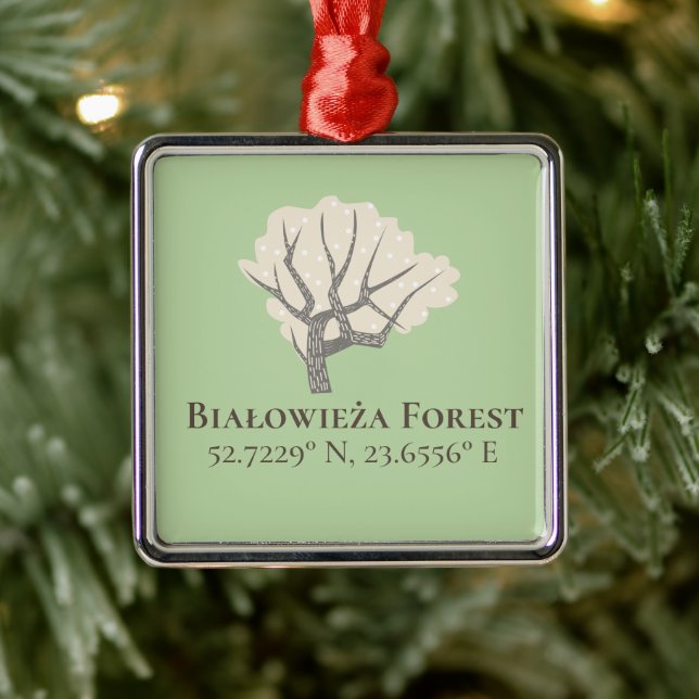 Adorno Metálico Selva Białowieża Latitud y longitud (Árbol)