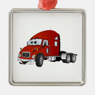 Adorno Metálico Semi Truck Cab Red