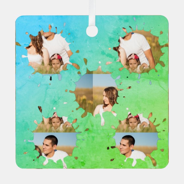 Adorno Metálico Sencillo collage de fotos en círculo personalizado (Anverso)