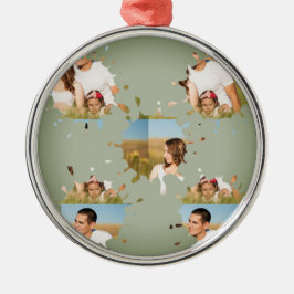 Adorno Metálico Sencillo collage de fotos en círculo personalizado