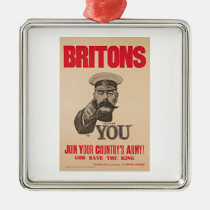 Adorno Metálico Señor Kitchener Wants You WWI Propaganda británi