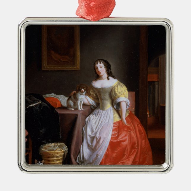 Adorno Metálico Señora en un vestido amarillo y rojo (Frente)