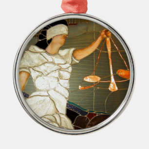 Adorno Metálico Señora majestuosa Justice en diseño del vitral