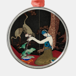 Adorno Metálico Señora y cigüeñas del Art Deco