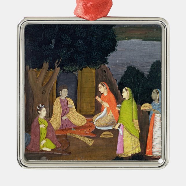 Adorno Metálico Señoras que visitan un Yogini, escuela de (Frente)