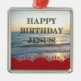 Adorno Metálico Serene Sunset Over Ocean Happy Birday Jesus
