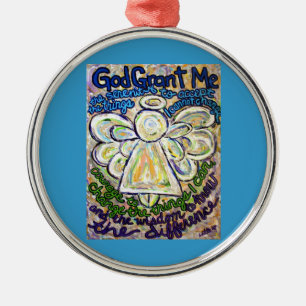 Adorno Metálico Serenity Prayer Angel Art Painting Ornament Charm