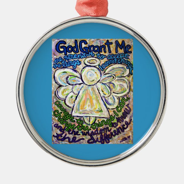 Adorno Metálico Serenity Prayer Angel Art Painting Ornament Charm (Frente)