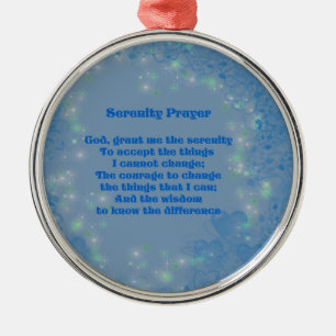 Adorno Metálico Serenity Prayer Blue Hearts Inspirador