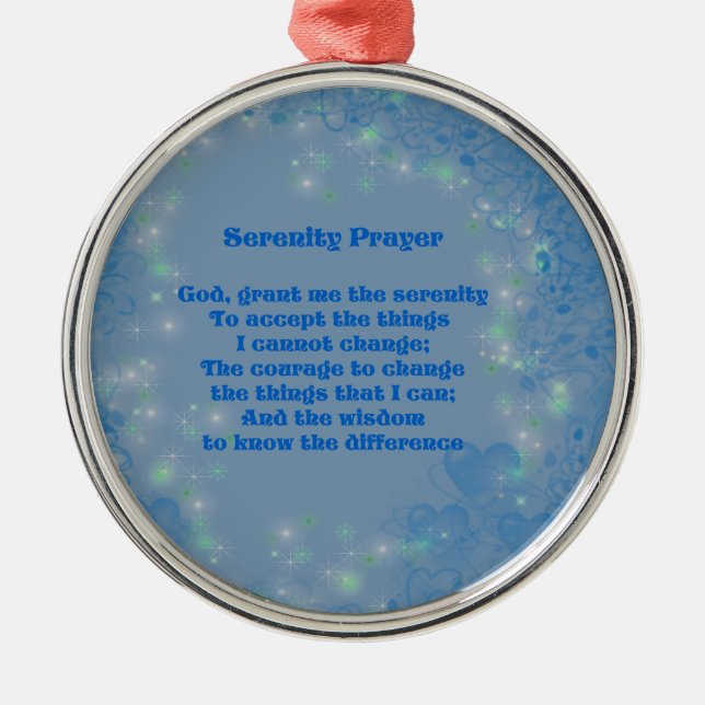 Adorno Metálico Serenity Prayer Blue Hearts Inspirador (Frente)