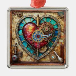 Adorno Metálico Serie Steampunk de Glass Staint Sunflower Heart