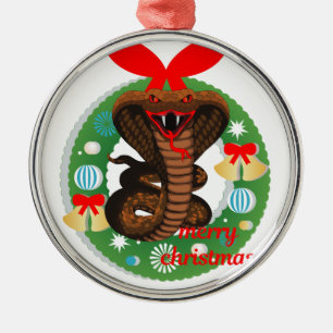 Adorno Metálico serpiente cobra de navidad