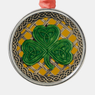Adorno Metálico Shamrock and Celtic Knots Ornament Gold