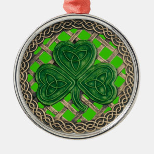 Adorno Metálico Shamrock and Celtic Knots Ornament Green