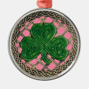 Adorno Metálico Shamrock and Celtic Knots Ornament Pink