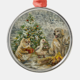 Adorno Metálico Shared Warmth Whimsical Farmhouse Animals Campfire