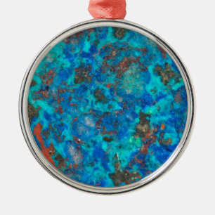 Adorno Metálico Shattuckite con estampado azul