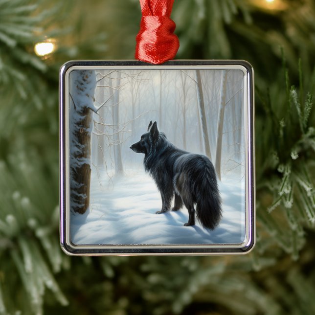 Adorno Metálico Sheepdog belga deja que nieva a Navidades (Árbol)
