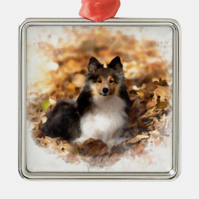Adorno Metálico Sheltie Shetland Sheepdog Art Painting (Frente)