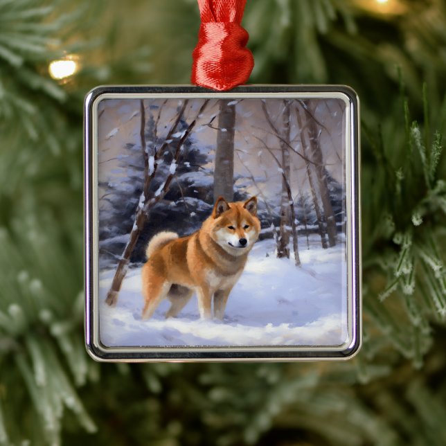 Adorno Metálico Shiba Inu deja que nieve Navidades (Árbol)