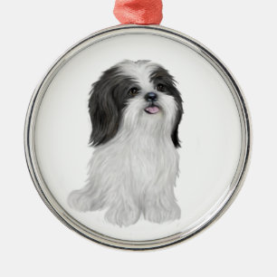 Adorno Metálico Shih Tzu - negro y blanco (por JF)