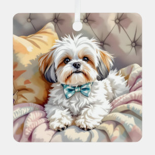 Adorno Metálico Shih tzu Puppy Dog Navidades personalizados