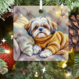 Adorno Metálico Shih tzu Puppy Dog Navidades personalizados
