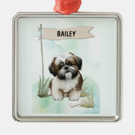 Adorno Metálico
Shih Tzu Watercolor Personalized Dog