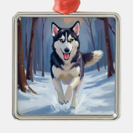 Adorno Metálico Siberian Husky | Dog Painting Winter