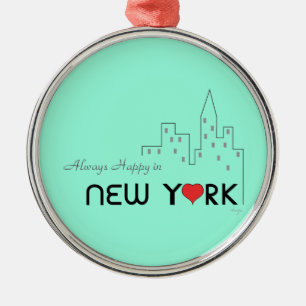 Adorno Metálico Siempre feliz en Nueva York