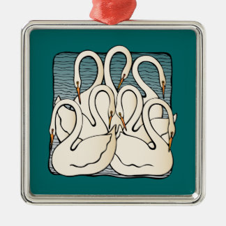 Adorno Metálico Siete cisnes una natación